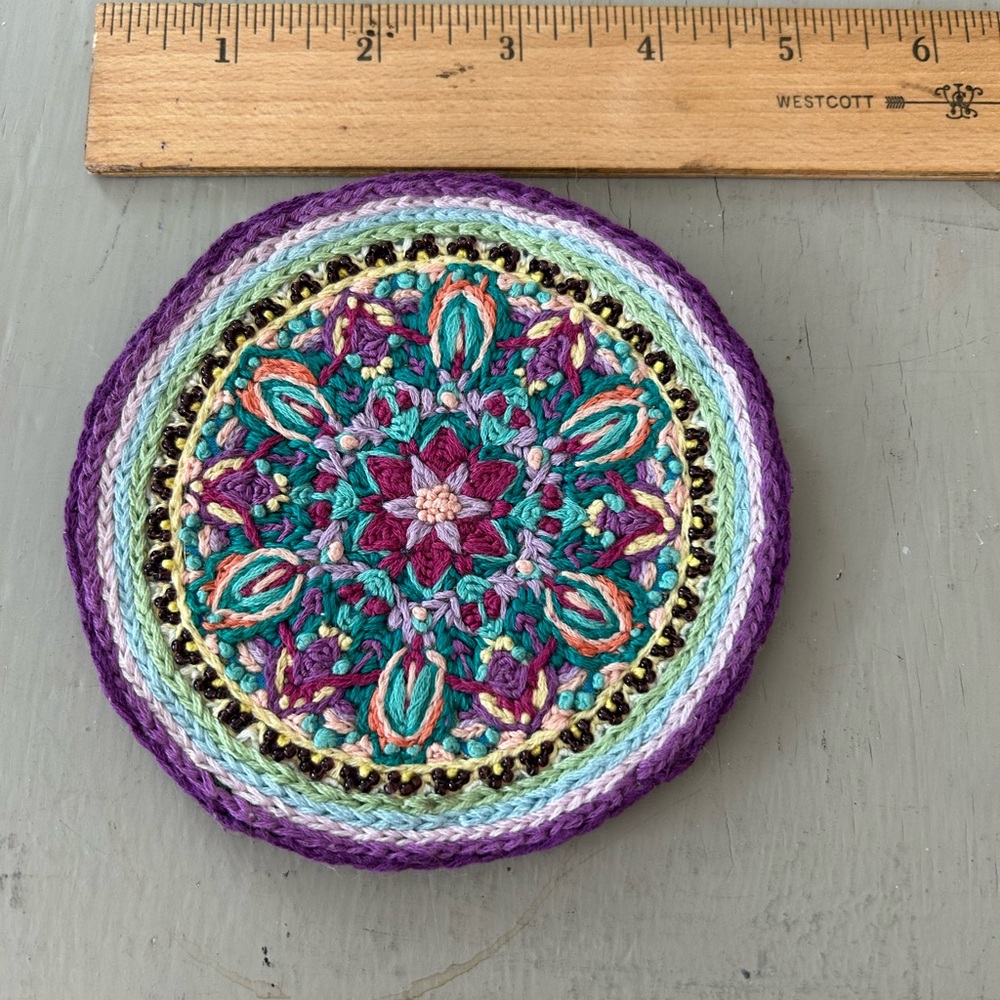 Intricate Mandala Embroidered and Beaded Patch.  Only one